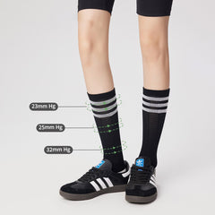 New Pressure Mesh Eyelets Women's Striped Hollow Calf Socks