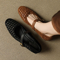 Shallow-toe Leather Shoes Mary Jane Shoes With A Single Strap
