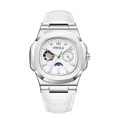 High-Quality Mechanical Watch Sun Moon And Stars Design Waterproof Leather Strap