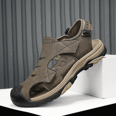 Plus Size Beach Shoes Breathable Leather Sandals For Men
