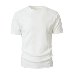 Solid-color Patchwork Sleeve Cuffs Short-sleeve Men's T-shirt Top