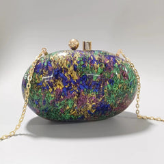 Womens Oval Pearlescent Fashion Shoulder Bag