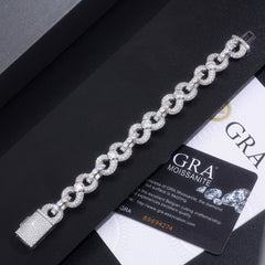 A Luxurious And Fashionable Minimalist Jewelry Bracelet Featuring Top-quality Moissanite, Made Of S925 Silver Electroplated With Platinum.