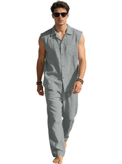 Men's Thin Sleeveless Shirt Casual Sports Suit