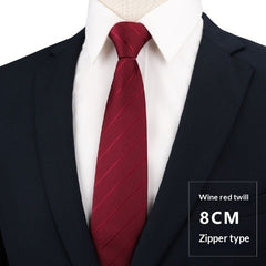 Mens Business Formal Zipper Tie With Blue Stripes