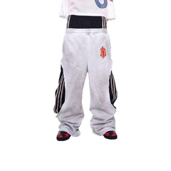 Patchwork Elasticated Low-rise Straight-leg Casual Pants