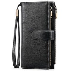 Womens Long Wallet Multi-functional Vintage Tri-fold Purse