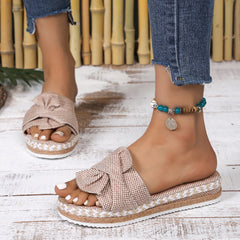 Jute Rope Solid Color Home Outdoor European-Style Womens Slippers