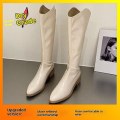 Fleece-lined Tall Chunky-heeled Pointed-toe Over-the-knee Riding Boots