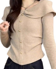 French Style Pleated Ruffled Long Sleeve Top