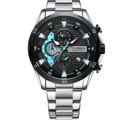Six-hand Steel-band Round Quartz Watch A Stylish Timepiece