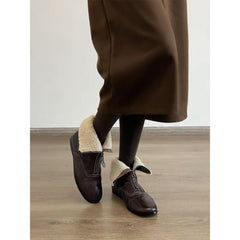 Womens Fleece-Lined Dr Martens-Style Boots With Front Zipper, All-Match Style