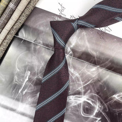 Retro Coffee Color Orange Red Striped Tie Hand Hit 8CM Men