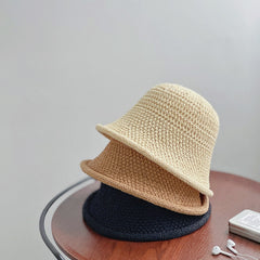 Hollow-out Knitted Bucket Hat For Women