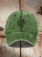 Washed Cotton Printed Hat Distressed Style Mens Vintage