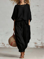 Women's Solid Color Loose Casual Set