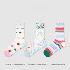 Breathable Thin Colorful Mesh Mid-calf Socks
