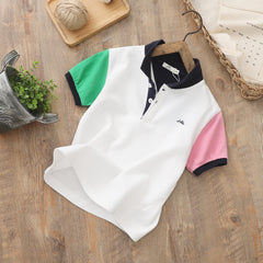 Loose Contrast Lapel Polo Shirt