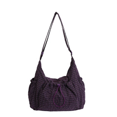 Designer-style Plaid Drawstring Bag With Hanging Buckle Cheerful Vibe Can Be Worn As A Shoulder Bag Or Crossbody Bag