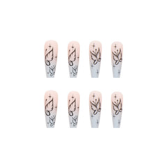 Fake Nails Smoke Black Gradient