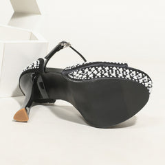 Fashionable Waterproof Platform Pearl Strap Ultra-High Heels
