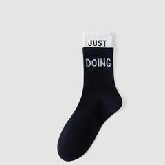 Women's Spring And Summer Yoga Socks, Sports Socks, Women's Long Stockings, Letter Printed Color Blocked Yoga Socks