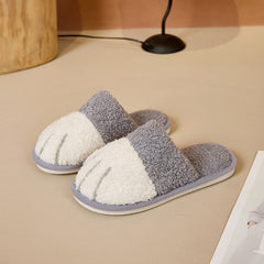 Cute Cartoon Cat Paw Plush Slippers For Home