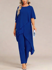 Women's Off-shoulder Irregular Top And Pants Two-piece Set