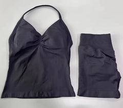 Fashionable Seamless Womens Fitness Shorts Set