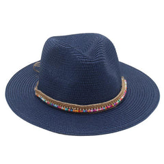 Single-color Fringed Dome-style Simple And Versatile Wide-brimmed Straw Hat Suitable For Vacation, Travel And Beach Use