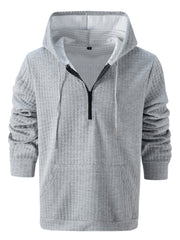 Mens Plaid Jacquard Solid-Color Casual Hoodie