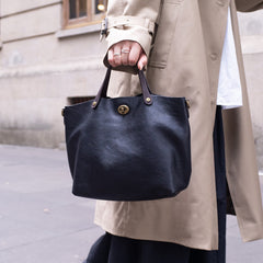 Vintage Full-Grain Vegetable-Tanned Leather Tote Bag