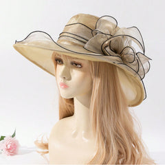 The Eugene Chiffon Flower-decorated Lightweight Sun-protective French-style Elegant Fisherman Hat Is Suitable For Parties, Vacations And Outings.