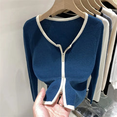 Knitted Sweaters Women Zipper Woman Cardigans Long Sleeve Sweater Knitting Oversized Skinny Coat 2022 Spring