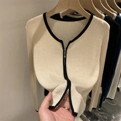 Knitted Sweaters Women Zipper Woman Cardigans Long Sleeve Sweater Knitting Oversized Skinny Coat 2022 Spring