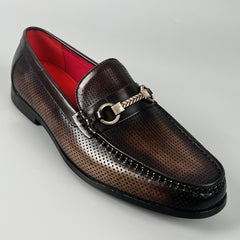 Business-casual Leather Shoes Fashionable Horsebit Buckle Design Summer Hollow-out Style