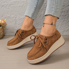European And American-style Chunky-soled Womens Pumps With Front Laces Casual Chunky-soled Shoes