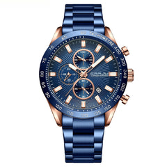 Mens Waterproof Steel-band Six-hand Watch