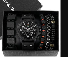 Mens Watch Business Gift Bracelet Necklace Watch Set