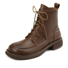 Shoes Big Toe Low Heel Martin British Lace-up Ankle Boots Single-layer Boots