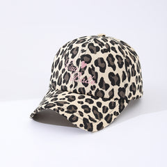 Dot Leopard Print Embroidered English Letters Make Your Face Look Smaller And Are Highly Versatile. This Casual Baseball Cap Is Suitable For Outdoor Shopping And Sports Activities.