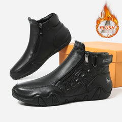 Genuine Leather Plus-Size Cotton Shoes Independent Website High-Top Wear-Resistant Outdoor Casual Shoes