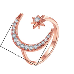 Creative Ring For Women Blue Star And Moon Open-End Ring