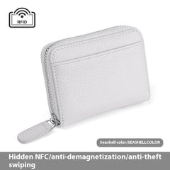 RFID Genuine Leather Card Wallet Men Women Purse With Coin Pocket Zipper Credit Card Holder Small Wallets Bags