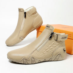 Genuine Leather Plus-Size Cotton Shoes Independent Website High-Top Wear-Resistant Outdoor Casual Shoes