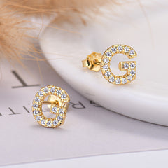 26-letter Zircon Earrings Uppercase Letters