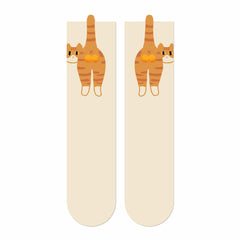 Cute Cat Socks With Balls Summer Breathable Soft Cotton Socks Funny Cotton Sock Middle Tube Girl Women Novelty Sport Socks