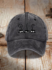 Washed Cotton Printed Hat Distressed Style Mens Vintage