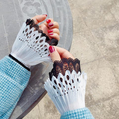 Sweater Sweater With Fake Sleeves, Cotton Sleeves, Women's Lace Cuffs, White Lace Shirt Sleeves