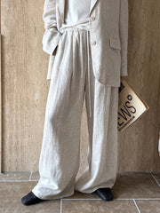 Sophisticated Look Tencel Linen Blazer And Pants Suit For Women